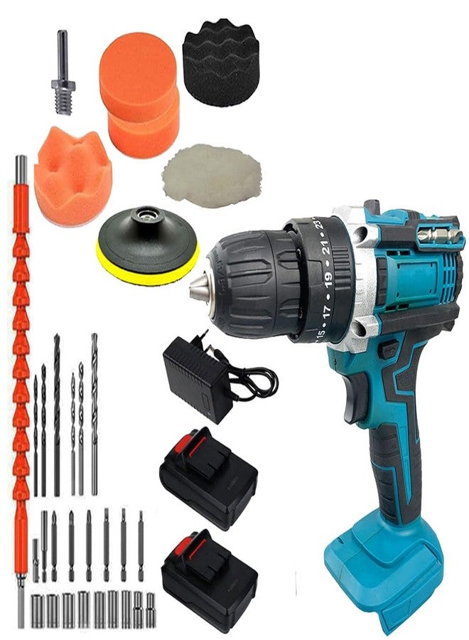 MLD Powerful 21v Cordless Drill Machine|3 Function|31Pcs Accessories| 3'' Car Polish Pad For Polishing| Drilling |hammer Drill |Tool kit Set SAK-105(21v/1350 Rpm/Multicolor) - Image 1